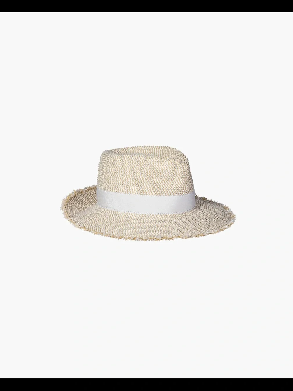 Eric Javits Fringe Pinch White Straw Fedora